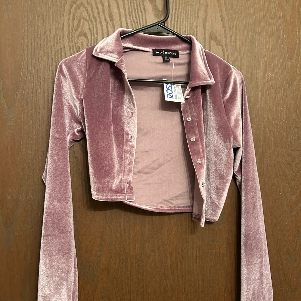 crushed velvet button up